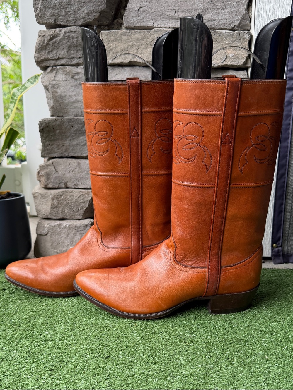 Vintage John Justin Private Label Brown Leather Mens Boots